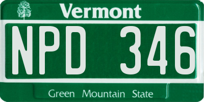 VT license plate NPD346