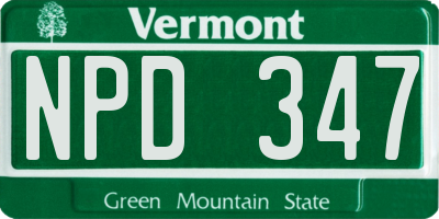 VT license plate NPD347