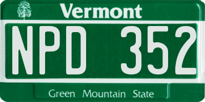 VT license plate NPD352