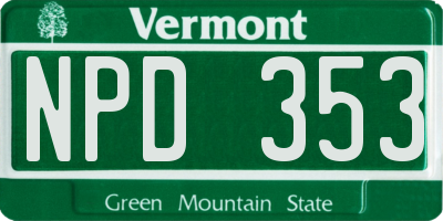 VT license plate NPD353
