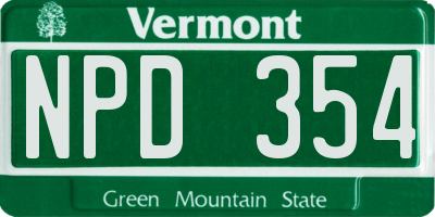 VT license plate NPD354