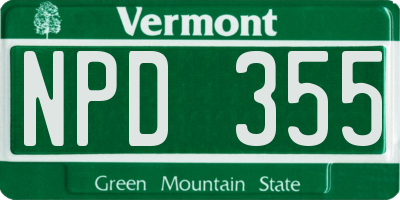 VT license plate NPD355