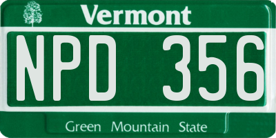 VT license plate NPD356