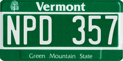 VT license plate NPD357