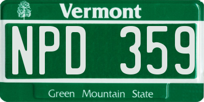 VT license plate NPD359