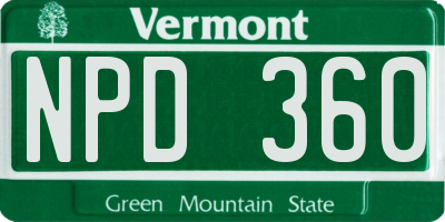 VT license plate NPD360