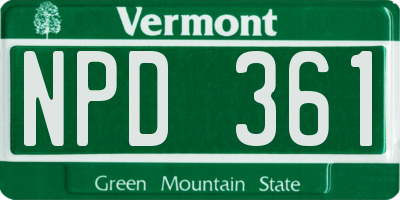 VT license plate NPD361