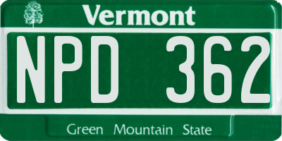 VT license plate NPD362