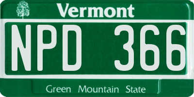 VT license plate NPD366
