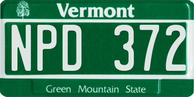 VT license plate NPD372