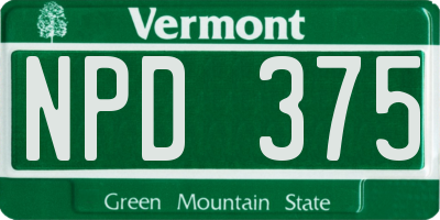 VT license plate NPD375