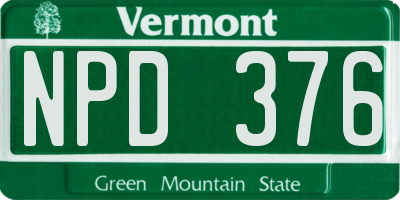 VT license plate NPD376
