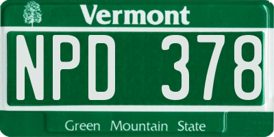 VT license plate NPD378