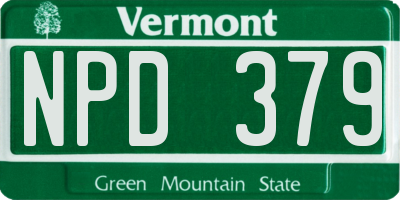 VT license plate NPD379