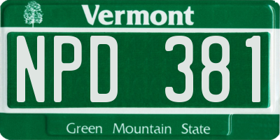 VT license plate NPD381
