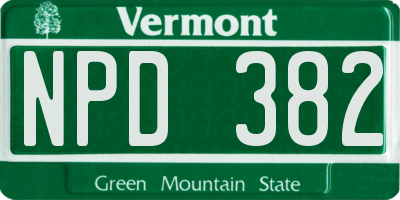 VT license plate NPD382