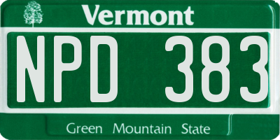 VT license plate NPD383
