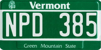 VT license plate NPD385