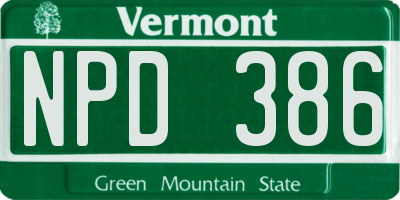 VT license plate NPD386