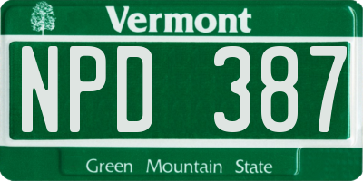 VT license plate NPD387