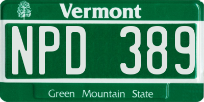 VT license plate NPD389