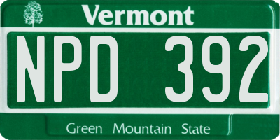 VT license plate NPD392
