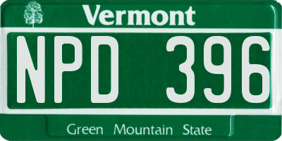 VT license plate NPD396