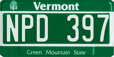 VT license plate NPD397
