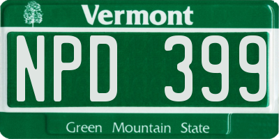 VT license plate NPD399