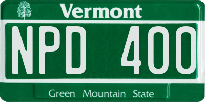VT license plate NPD400