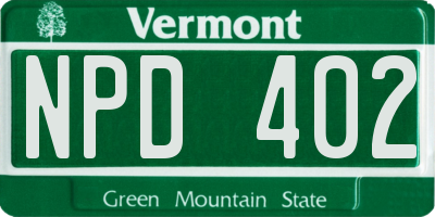 VT license plate NPD402