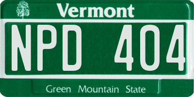 VT license plate NPD404