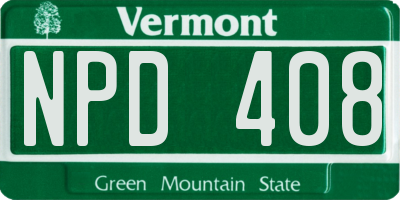VT license plate NPD408