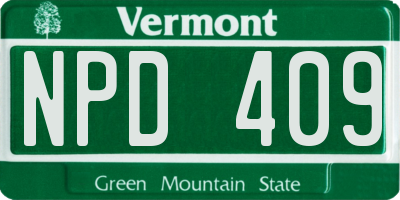 VT license plate NPD409