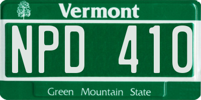 VT license plate NPD410