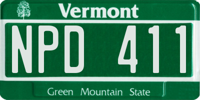VT license plate NPD411