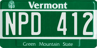 VT license plate NPD412