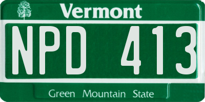 VT license plate NPD413