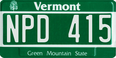 VT license plate NPD415