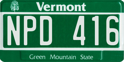 VT license plate NPD416