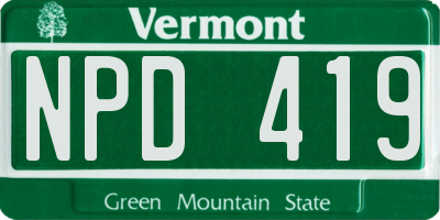 VT license plate NPD419