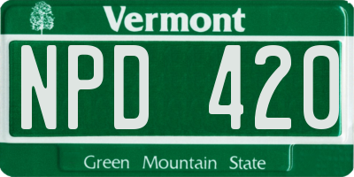 VT license plate NPD420