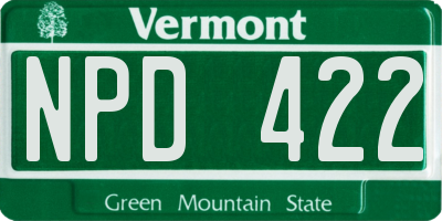 VT license plate NPD422