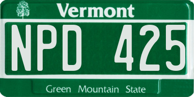 VT license plate NPD425