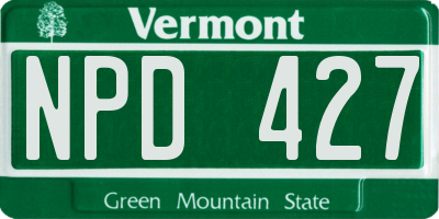 VT license plate NPD427