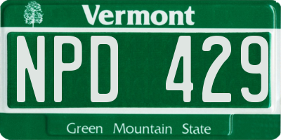 VT license plate NPD429