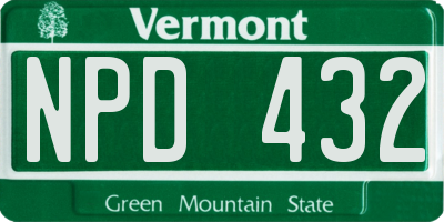 VT license plate NPD432