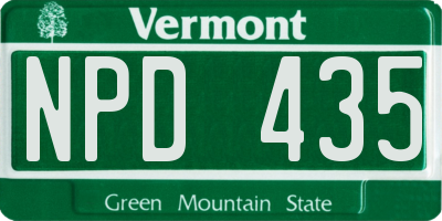 VT license plate NPD435