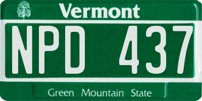 VT license plate NPD437