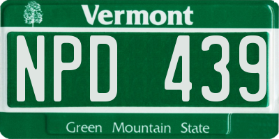 VT license plate NPD439